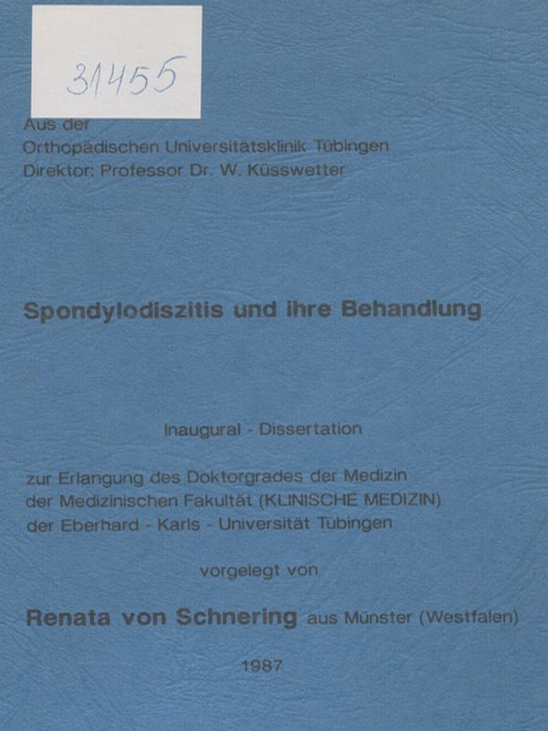 Spondylodiszitis und ihre Behandlung