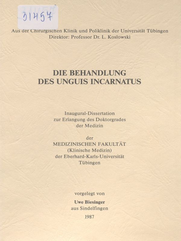 Die Behandlung des Unguis incarnatus