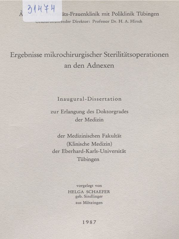 Ergebnisse mikrochirurgischer Sterilitatsoperationen an den Adnexen