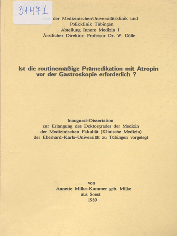 Ist die routinemassige Pramedikation mit Atropin vor der Gastroskopie erforderlich?