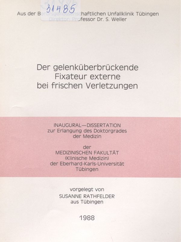 Der gelenkuberbruckende Fixateur externe bei frischen Verletzungen