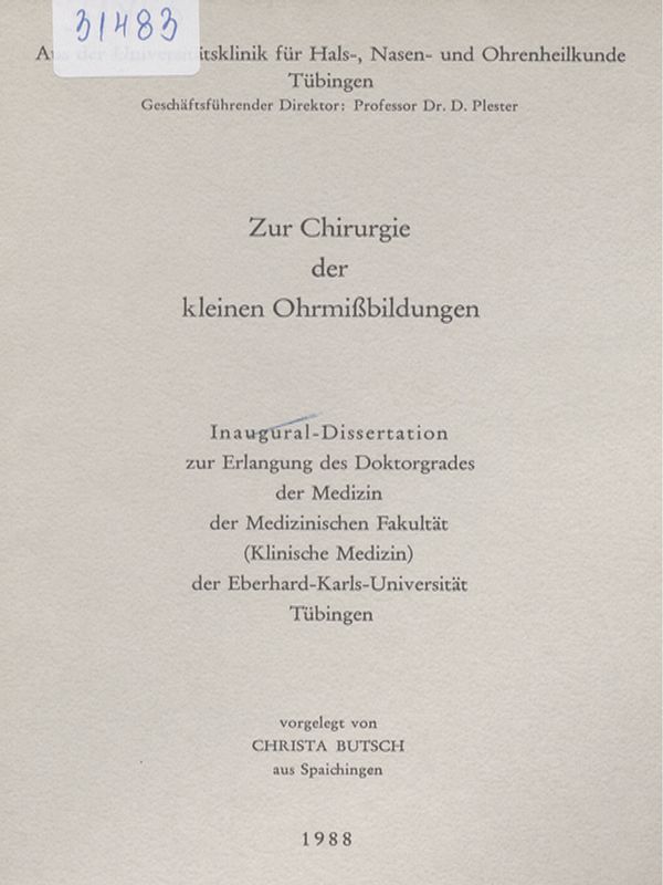 Zur Chirurgie der kleinen Ohrmissbildungen