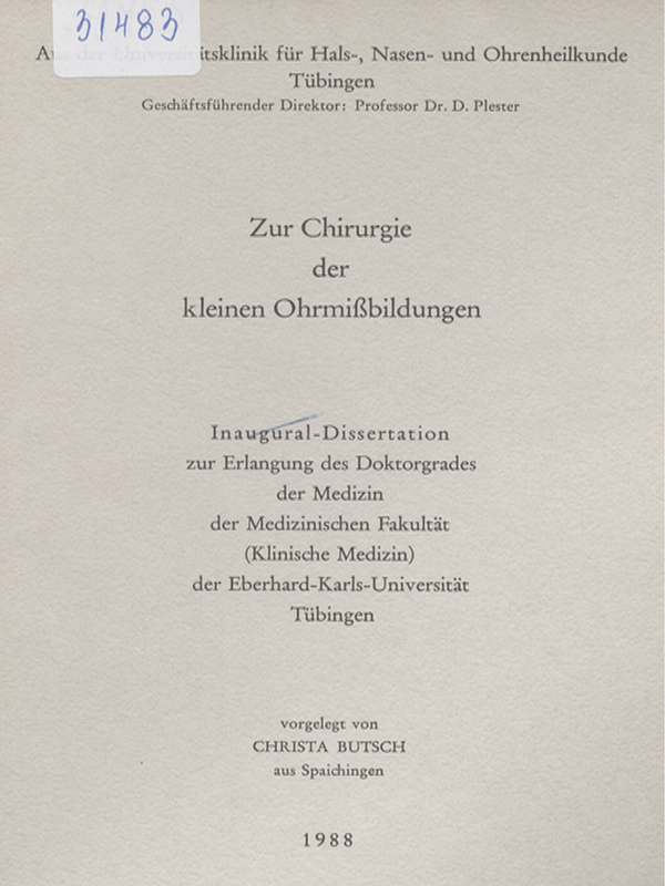 Zur Chirurgie der kleinen Ohrmissbildungen