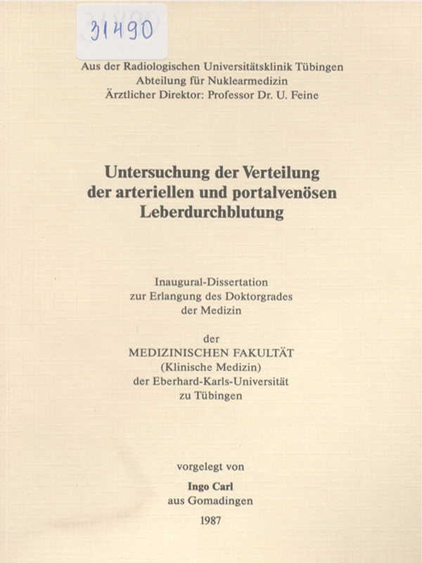 Untersuchung der Verteilung der arteriellen und portalvenosen Leberdurchblutung
