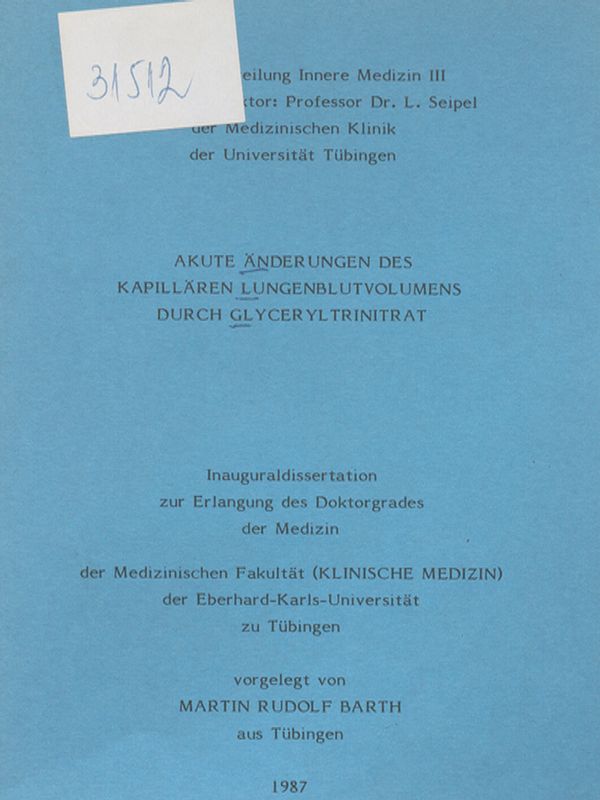 Akute Anderungen des kapillaren Lungenblutvolumens durch Clyceryltrinitrat