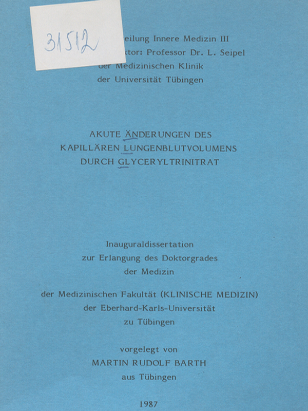 Akute Anderungen des kapillaren Lungenblutvolumens durch Clyceryltrinitrat