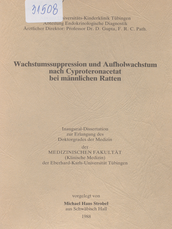 Wachstumssuppression und Aufholwachstum nach Cyproteronacetat bei mannlichen Ratten