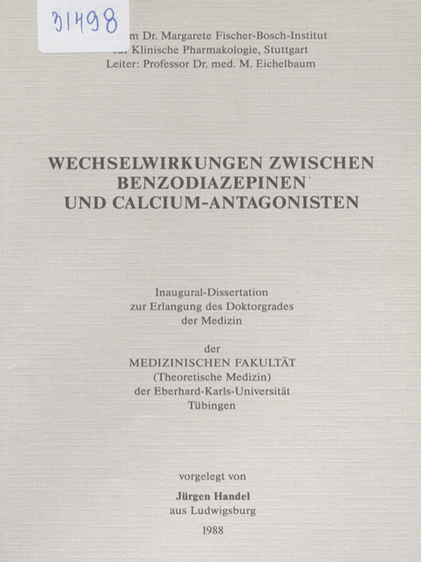 Wechselwirkungen zwischen Benzodiazepinen und Calcium-Antagonisten