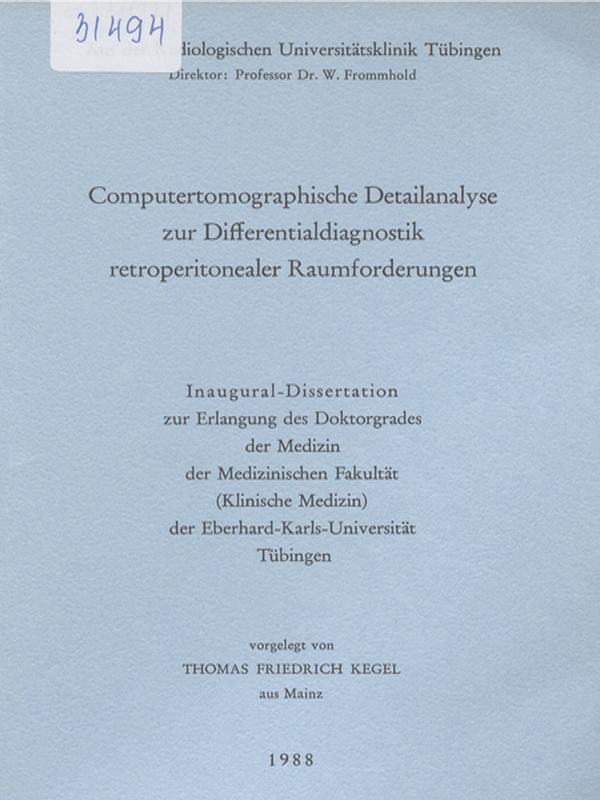 Computertomographische Detailanalyse zur Differentialdiagnostik retroperitonealer Raumforderungen