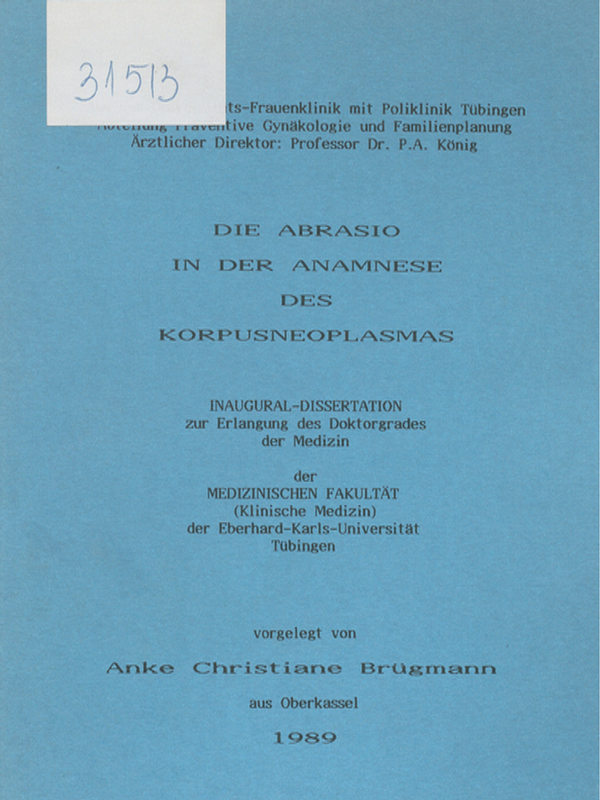 Die Abrasio in der Anamnese des Korpusneoplasmas