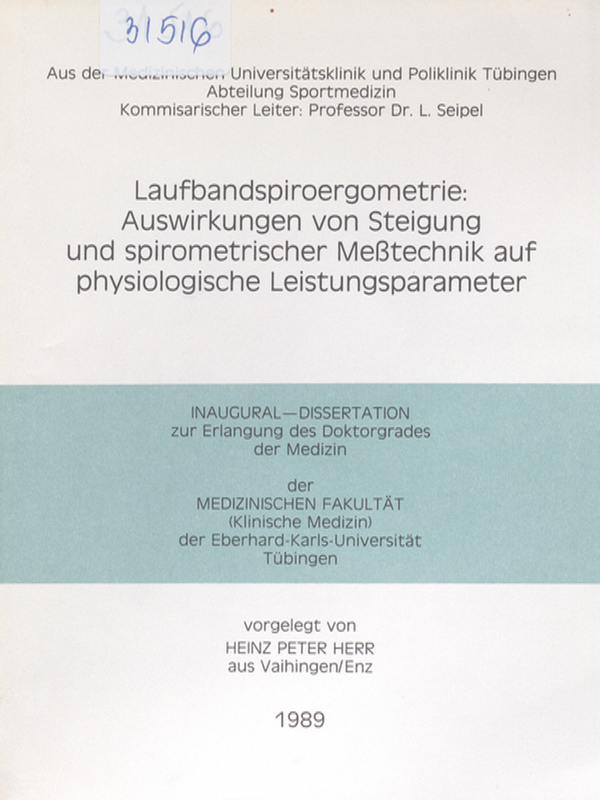 Laufbandspiroergometrie: Auswirkungen von Steigung und spirometrischer Messtechnik auf physiologische Leistungsparameter