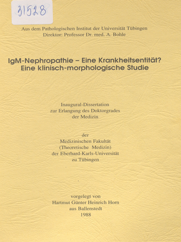 IgM-Nephropathie - eine Krankheitsentitat? Eine klinisch-morphologische Studie