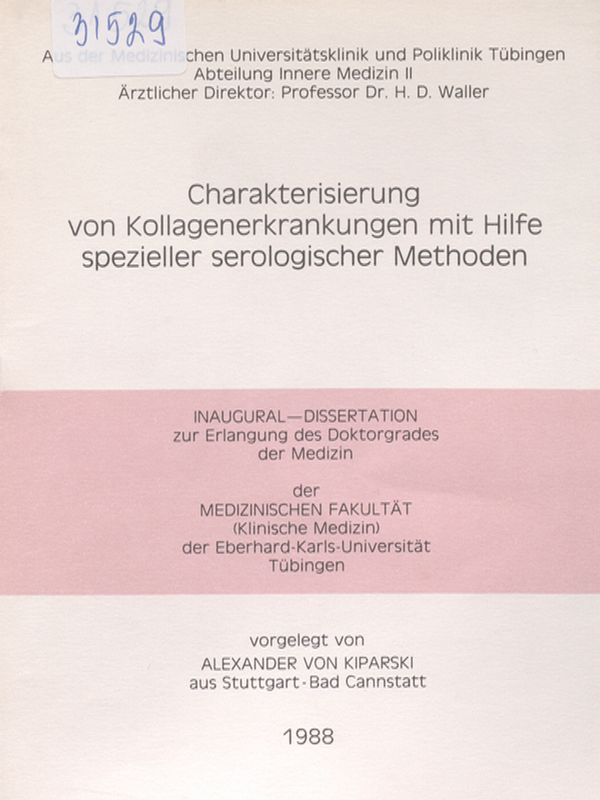 Charakterisiertung von Kollagenerkrankungen mit Hilfe spezieller serologischer Methoden