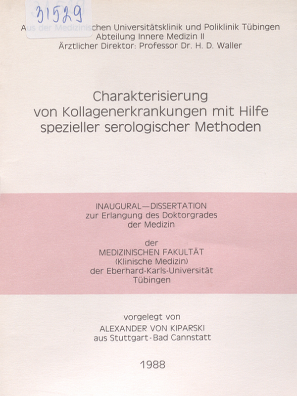 Charakterisiertung von Kollagenerkrankungen mit Hilfe spezieller serologischer Methoden