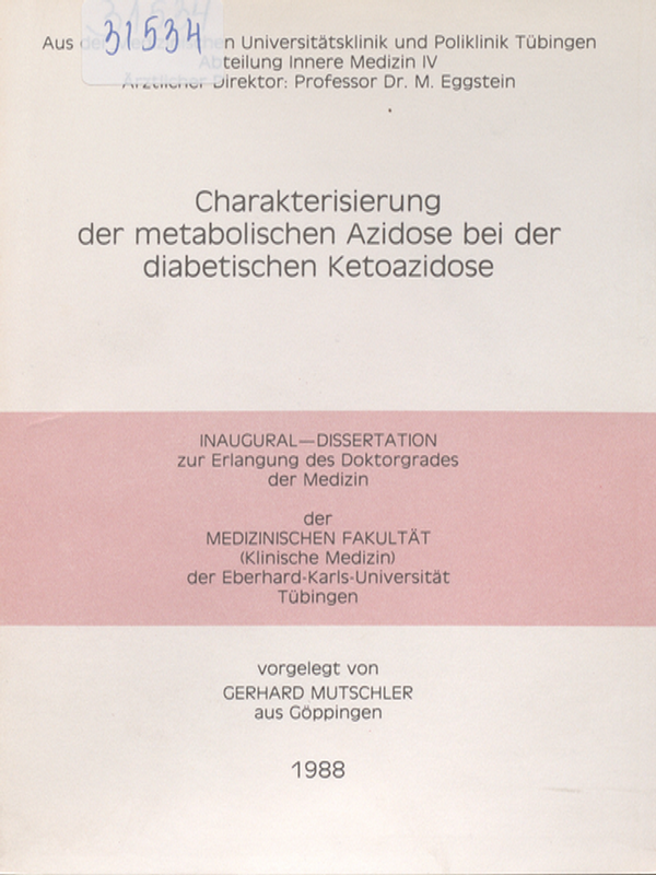 Charakterisierung der metabolischen Azidose bei der diabetischen Ketoazidose