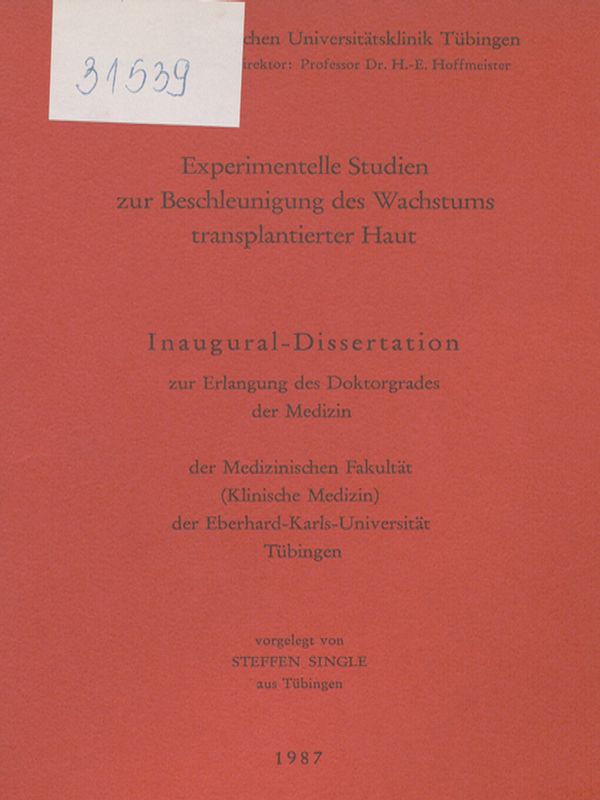 Experimentelle Studien zur Beschleunigung des Wachstums transplantierter Haut