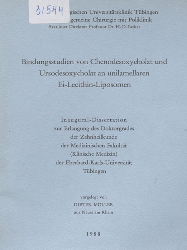Bindungsstudien von Chenodesoxycholat und Ursodesoxycholat an unilamellaren Ei-Lecithin-Liposomen