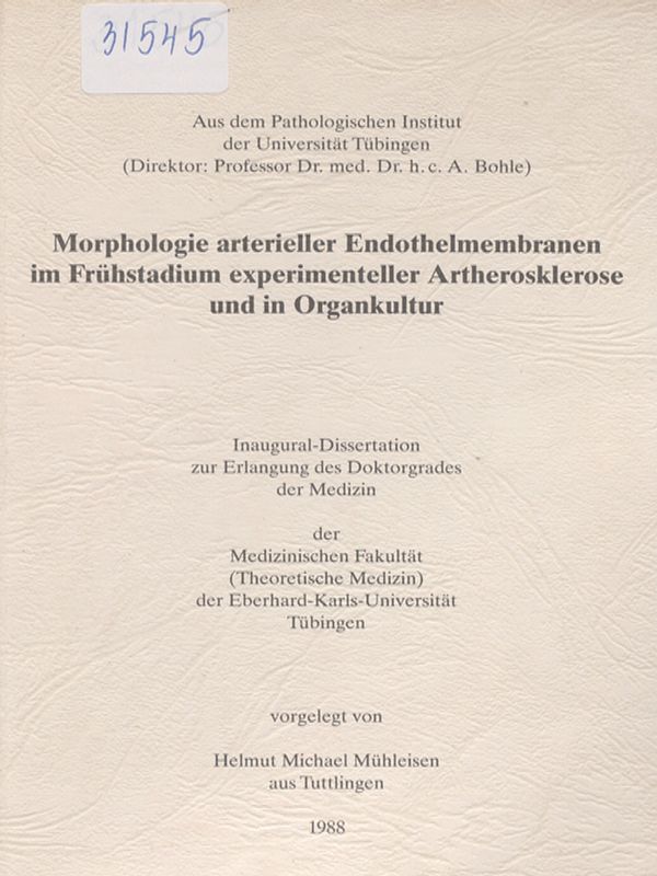 Morphologie arterieller Endothelmembranen im Fruhstadium experimenteller Artherosklerose und in Organkultur