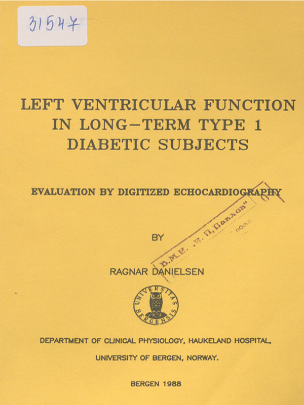 Left ventricular function in long-term Type 1 diabetic subjects