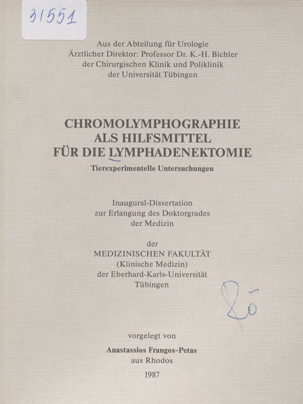 Chromolymphographie als Hilfsmittel fur die Lymphadenektomie