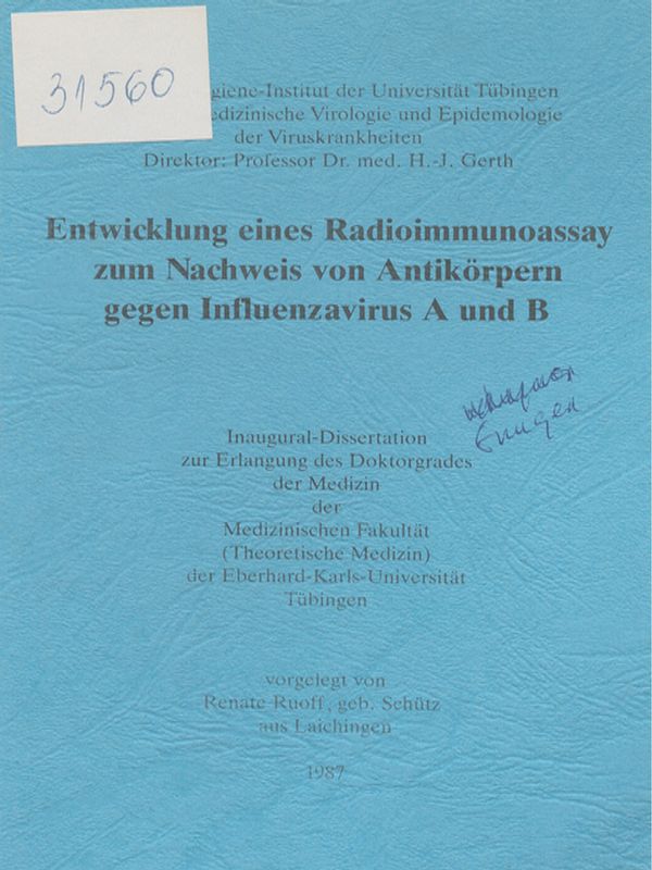 Entwicklung eines Radioimmunoassay zum Nachweis von Antikorpern gegen Influenzavirus A und B