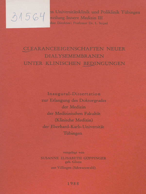 Clearanceeigenschaften neuer dialysemembranen unter klinischen Bedingungen