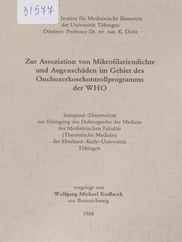 Zur Assoziation von Mikrofilariendichte und Augenschaden im Gebiet des Onchozerkosekontrollprogramms der WHO