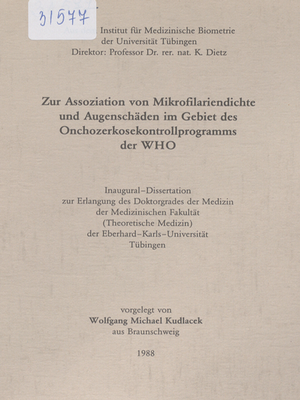 Zur Assoziation von Mikrofilariendichte und Augenschaden im Gebiet des Onchozerkosekontrollprogramms der WHO