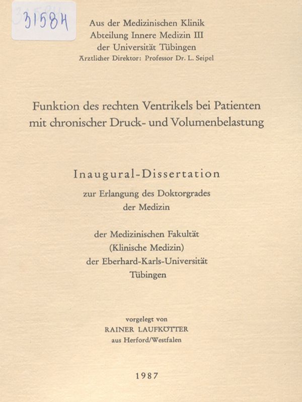 Funktion des rechten Ventrikels bei Patienten mit chronischer Druck- und Volumenbelastung