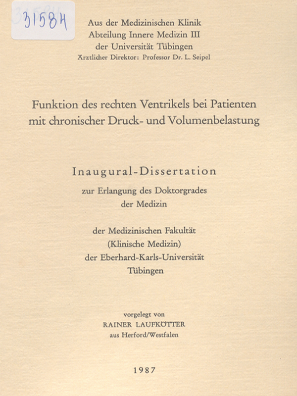 Funktion des rechten Ventrikels bei Patienten mit chronischer Druck- und Volumenbelastung