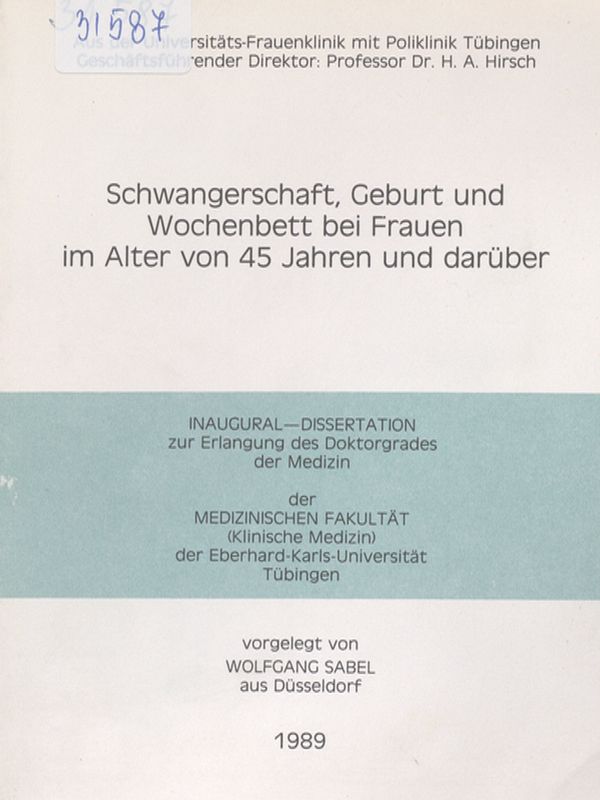 Schwangerschaft, Geburt und Wochenbett bei Frauen im Alter von 45 Jahren und daruber