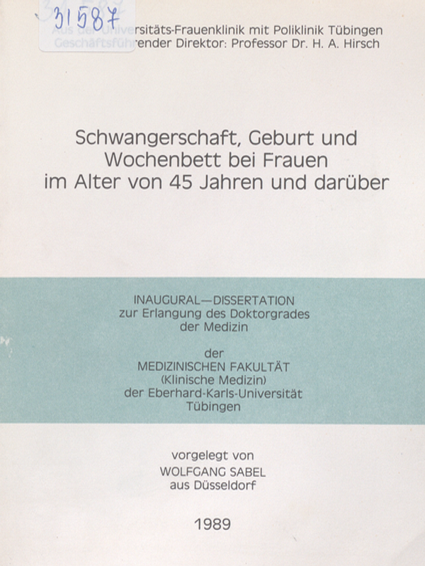 Schwangerschaft, Geburt und Wochenbett bei Frauen im Alter von 45 Jahren und daruber