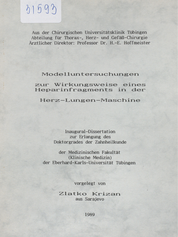 Modelluntersuchungen zur Wirkungsweise eines Heparinfragments in der Herz-Lungen-Maschine