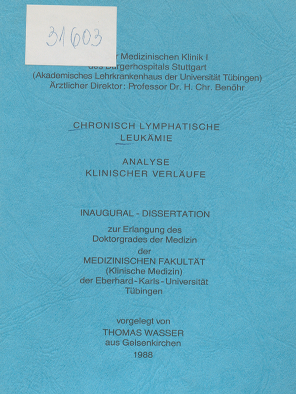 Chronisch lymphatische Leukamie. Analyse klinischer Verlaufe