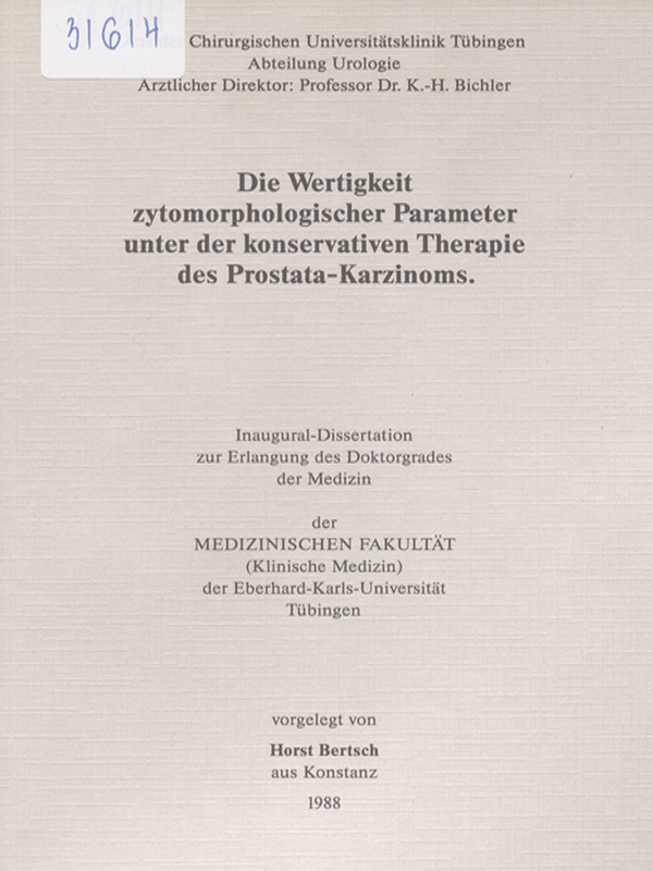Die Wertigkeit zytomorphologischer Parameter unter der konservativen Therapie des Prostata-Karzinoms