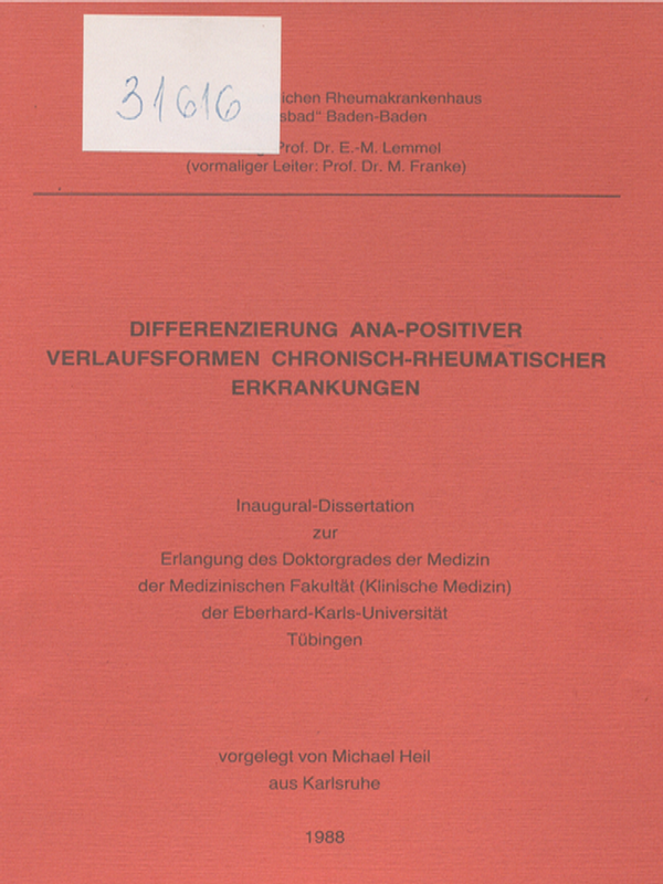 Differenzierung ANA-positiver Verlaufsformen chronisch-rheumatischer Erkrankungen
