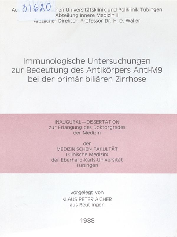 Immunologische Untersuchungen zur Bedeutung des Antikorpers Anti-M9 bei der primar biliaren Zirrhose