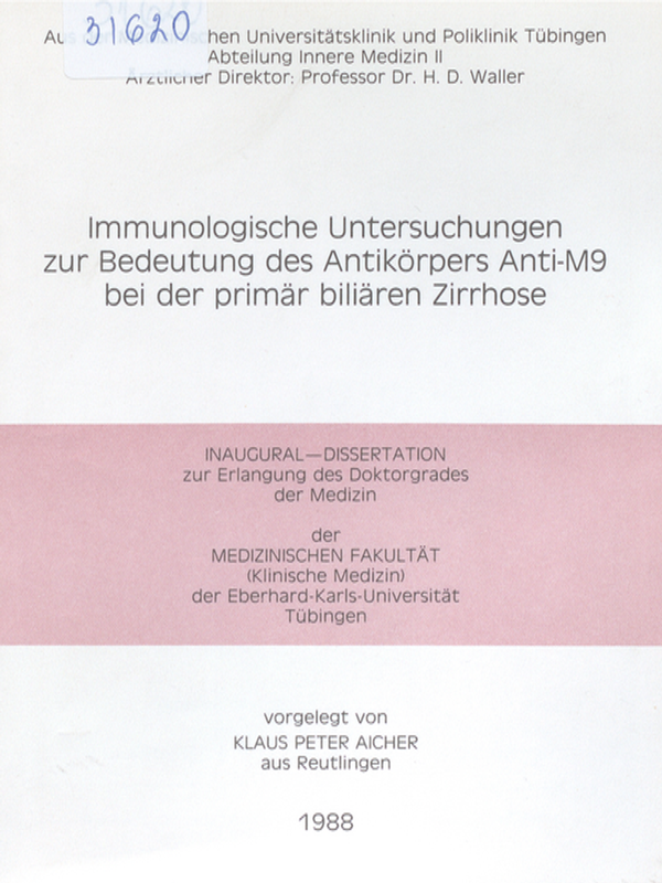 Immunologische Untersuchungen zur Bedeutung des Antikorpers Anti-M9 bei der primar biliaren Zirrhose