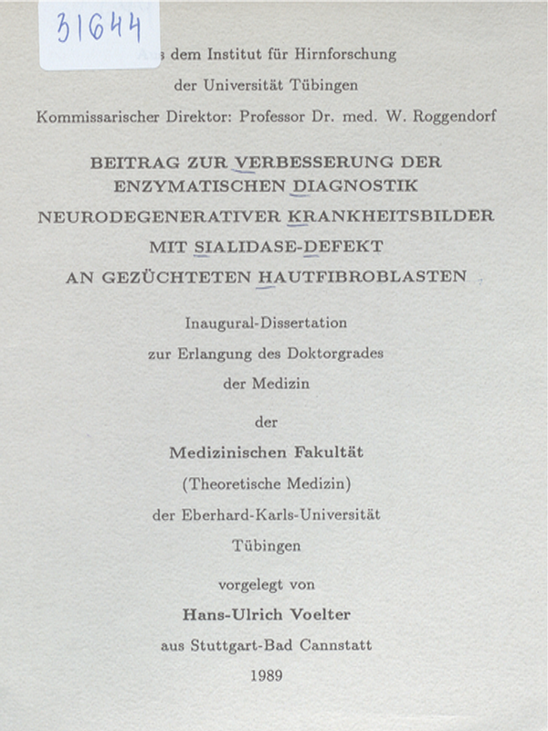 Beitrag zur Verbesserung der enzymatischen Diagnostik neurodegenerativer Krankheitsbilder mit Sialidase-Defekt an gezuchteten Hautfibroblasten