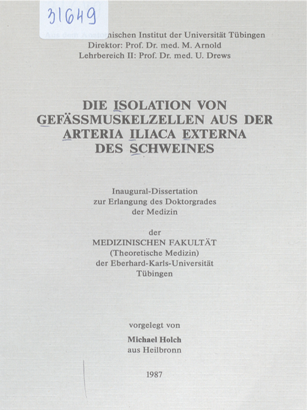 Die Isolation von Gefassmuskelzellen aus der Arteria iliaca externa des Schweines