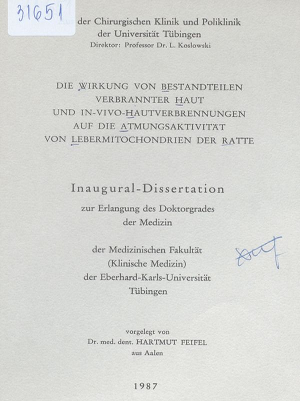 Die Wirkung von Bestandteilen verbrannter Haut und in-vivo-Hautverbrennungen auf die Atmungsaktivitat von Lebermitochondrien der Ratte