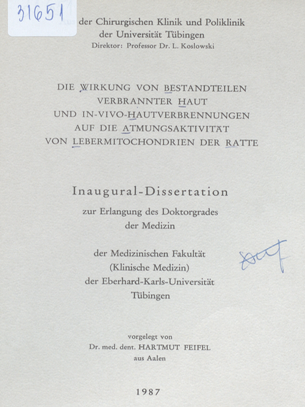 Die Wirkung von Bestandteilen verbrannter Haut und in-vivo-Hautverbrennungen auf die Atmungsaktivitat von Lebermitochondrien der Ratte
