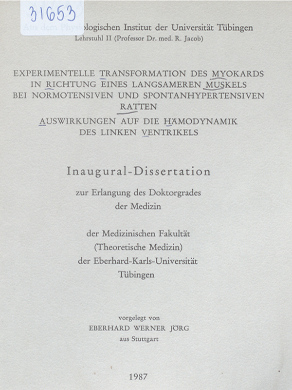 Experimentelle Transformation des Myokards in Richtung eines langsameren Muskels bei normotensiven und spontanhypertensiven Ratten. Auswirkungen auf die Hamodynamik des linken Ventrikels