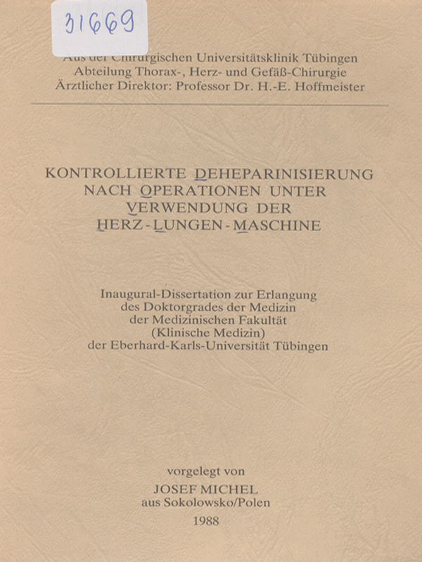 Kontrolierte Deheparinisierung nach Operationen unter Verwendung der Herz-Lungen-Maschine