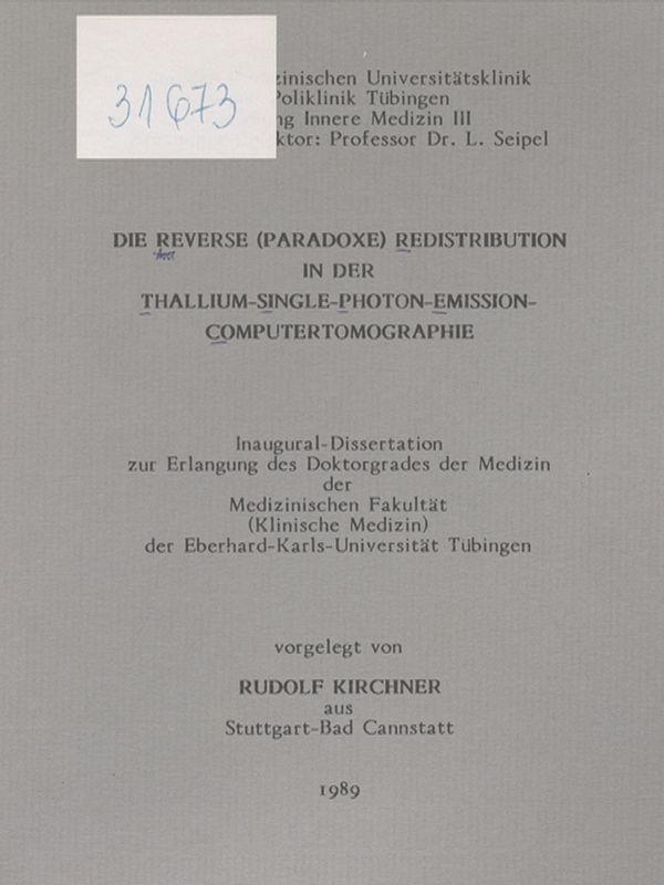 Die Reverse (Paradoxa) Redistribution in der Thallium-Single-Photon-Emission-Computertomographie