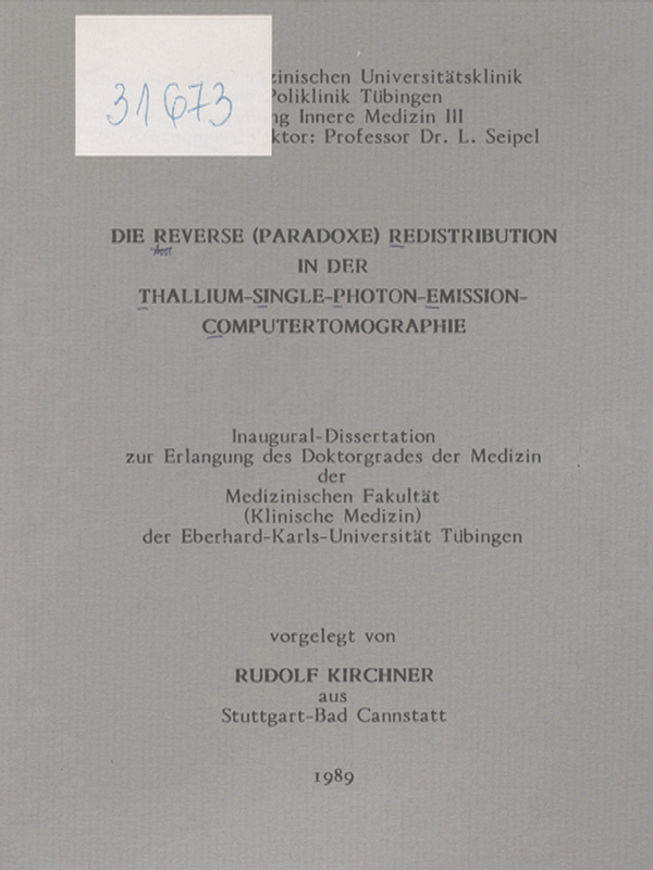 Die Reverse (Paradoxa) Redistribution in der Thallium-Single-Photon-Emission-Computertomographie