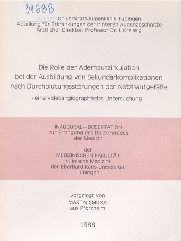 Die Rolle der Aderhautzirkulation bei der Ausbildung von Sekundarkomplikationen nach Durchblutungsstorungen der Netzhautgefasse : Eine videoangiographische Untersuchung
