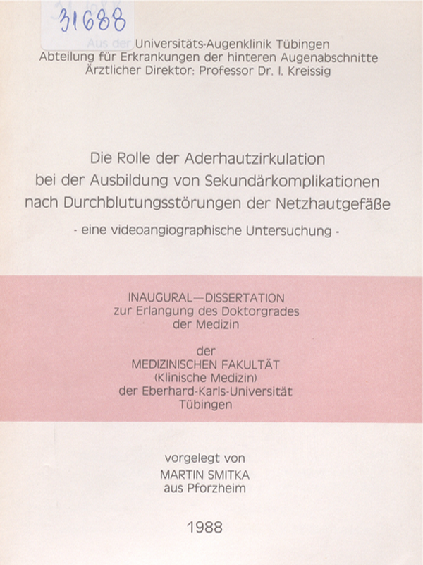 Die Rolle der Aderhautzirkulation bei der Ausbildung von Sekundarkomplikationen nach Durchblutungsstorungen der Netzhautgefasse : Eine videoangiographische Untersuchung