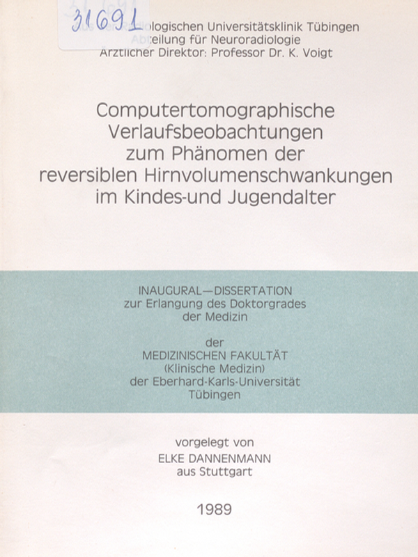 Computertomographische Verlaufsbeobachtungen zum Phanomen der reversiblen Hirnvolumenschwankungen im Kindes- und Jugendalter