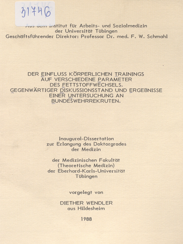 Der Einfluss korperlichen Trainings auf verschiedene Parameter des Fettstoffwechsels. Gegenwartiger Diskussionsstand und Ergebnisse einer Untersuchung an Bundeswehrrekruten